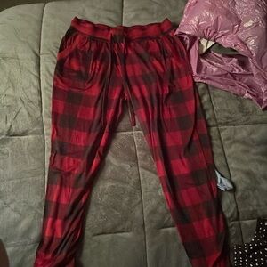 Plaid legging-like pj pants.